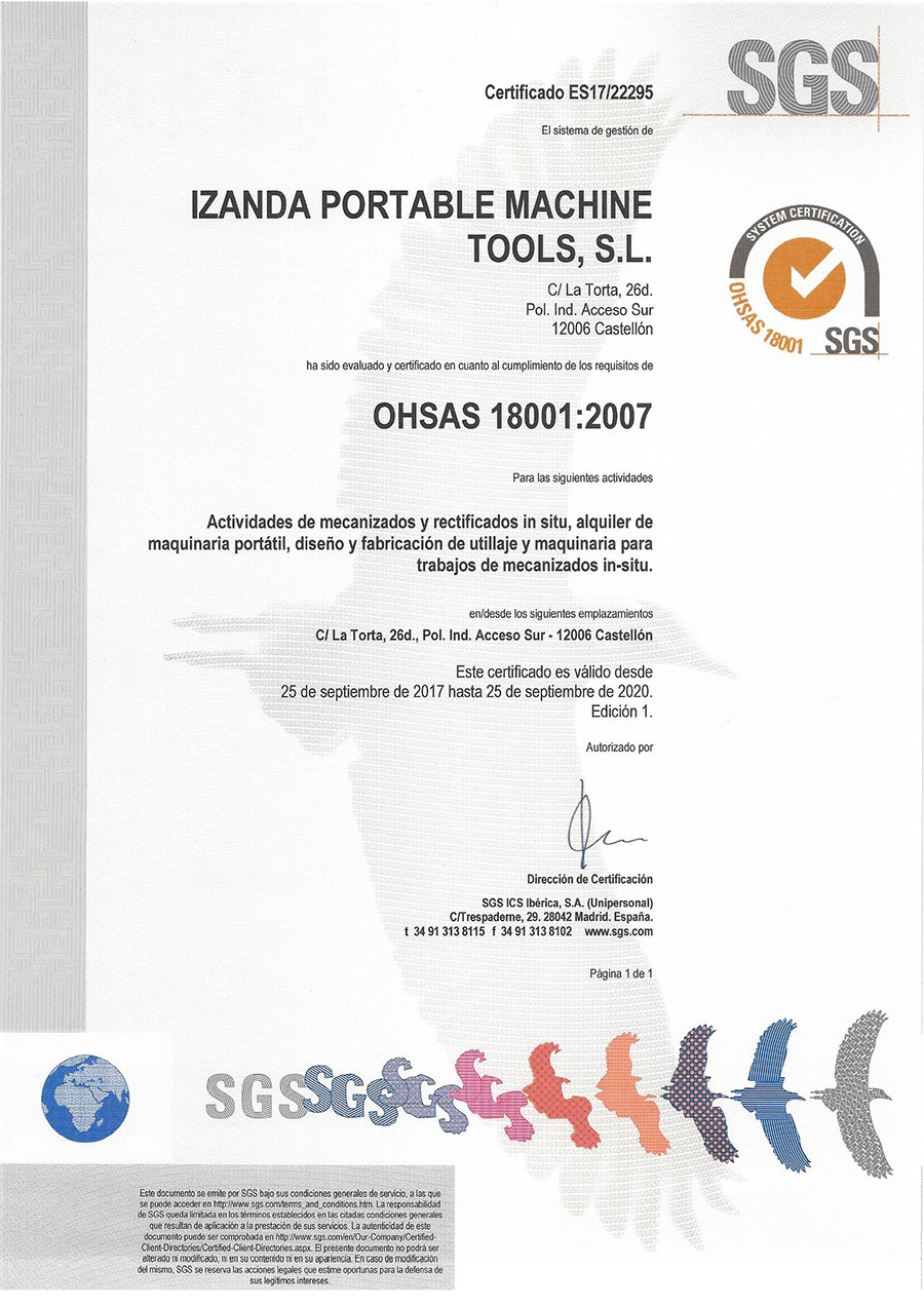 certificado ohsas1 8001