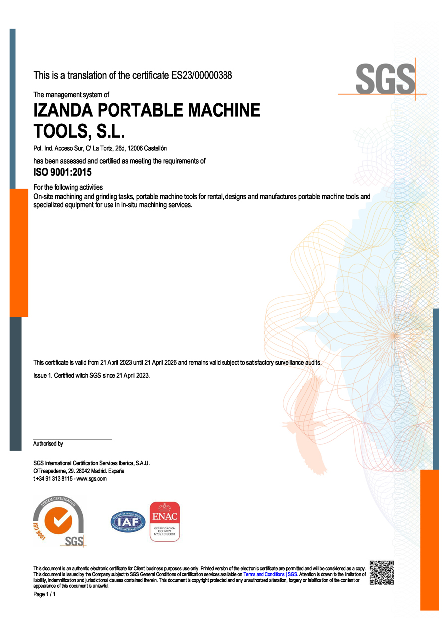 ISO 9001 certification for iZanda